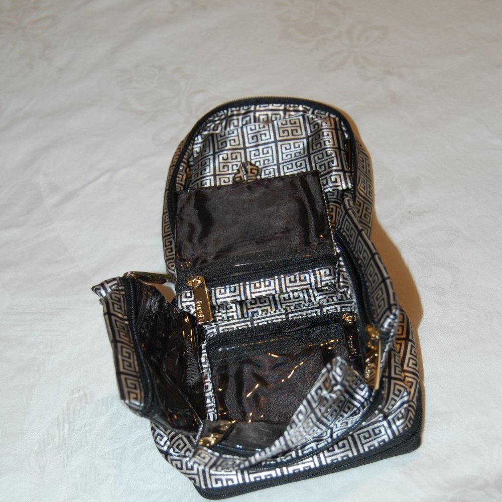 Purse N Make up /Jewelry Bag 4" x 5" x 4 1/2" Black & White - Picture 11 of 16